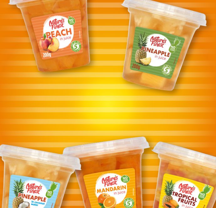 Fruit pots for adult snacking.