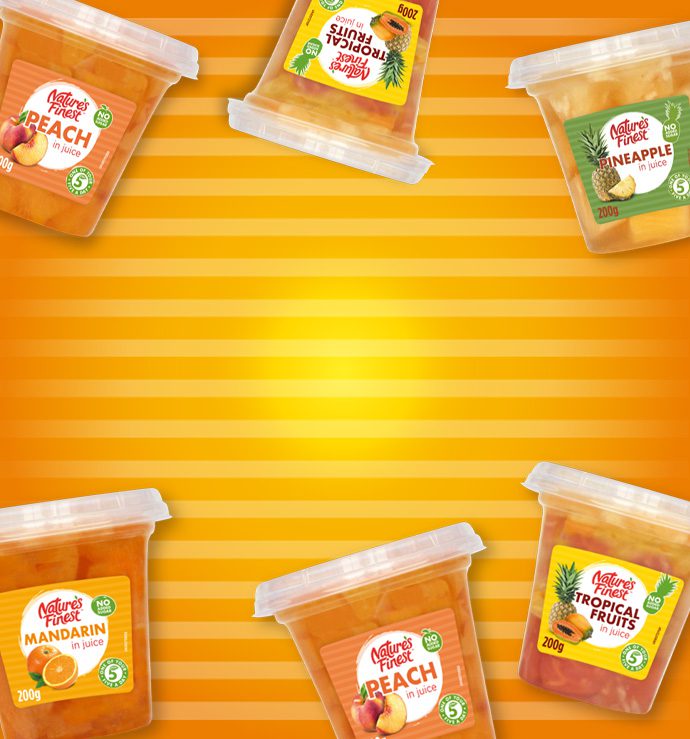 Fruit pots for adult snacking.