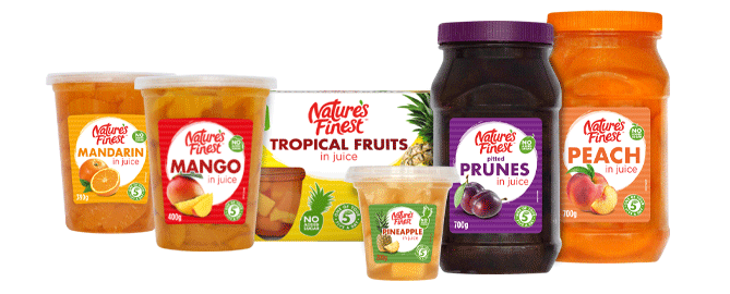 Range of fruit products.